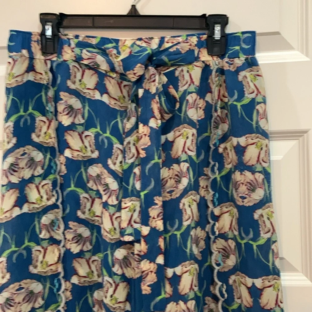 Johnny Was Blue Floral Flowy Wrap Around Blue Floral Pants, Women’s M - Picture 2 of 8
